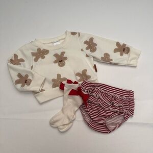 Gingerbread Sweater and Striped Shorts Set